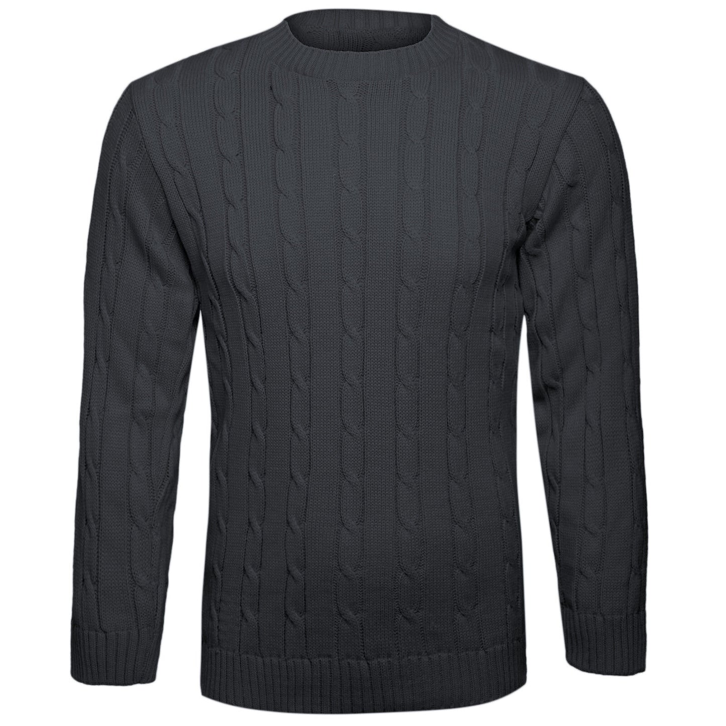 MENS CHUNKY CABLE KNIT JUMPER PLAIN PULLOVER THICK WARM WINTER KNITTED SWEATER Stylish & Warm Pullover Knit