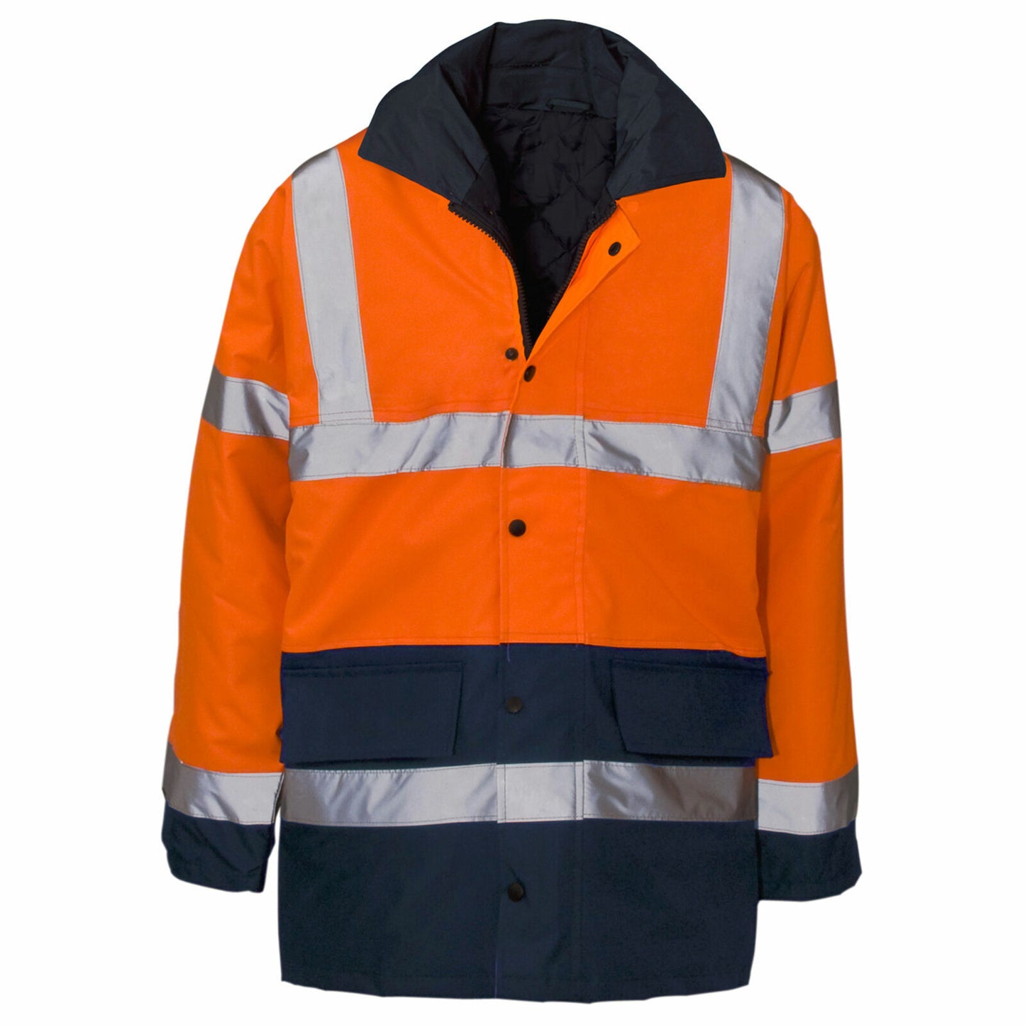 TWO TONE HI VIS PADDED WORK JACKET REFLECTIVE SAFETY COAT WATERPROOF HOODED HIGH VISIBILITY WINTER OUTERWEAR WORKWEAR
