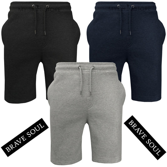 BRAVE SOUL MENS JOGGING SHORTS JERSEY FLEECE BAGGY SWEAT BOTTOMS RUNNING GYM COMFY CASUAL ACTIVEWEAR SUMMER SHORTS