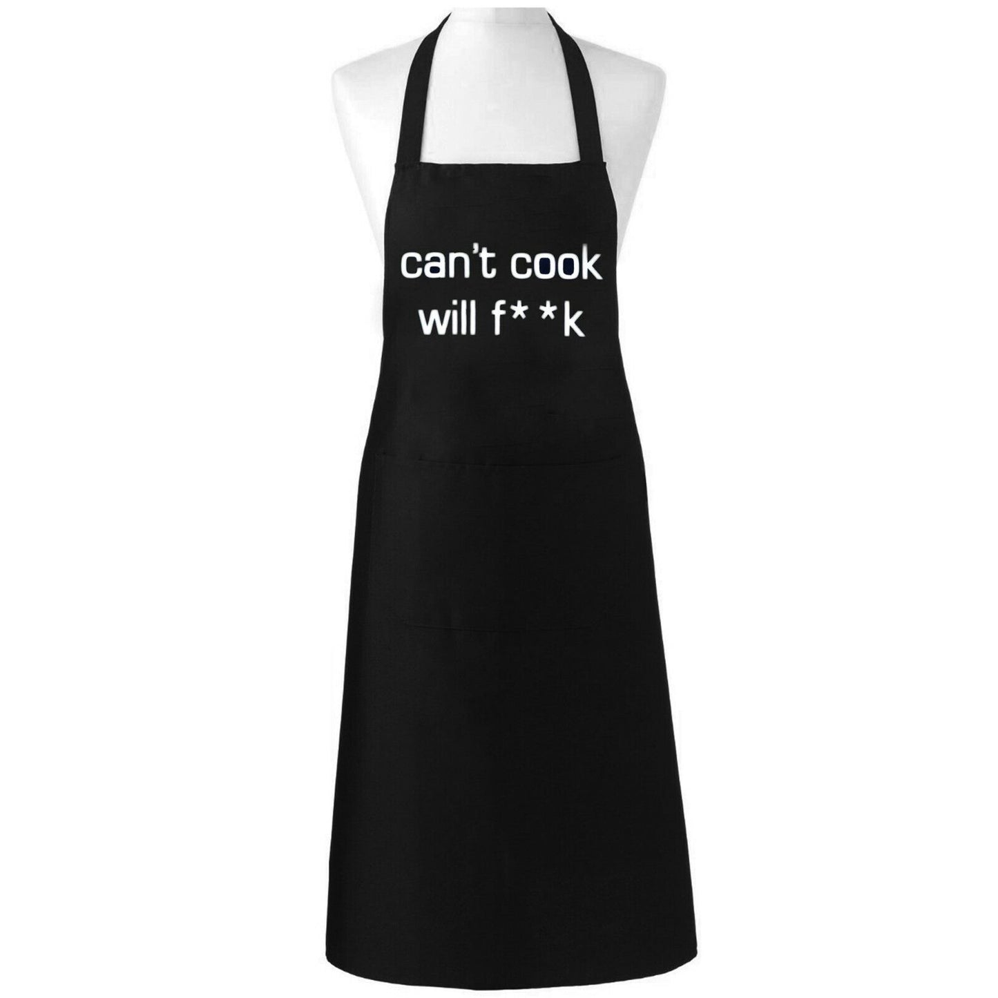 BLACK CANT COOK WILL APRON FUNNY KITCHEN BBQ CHEF GIFT UNISEX ADULT MEN WOMEN NOVELTY COOKING BIB