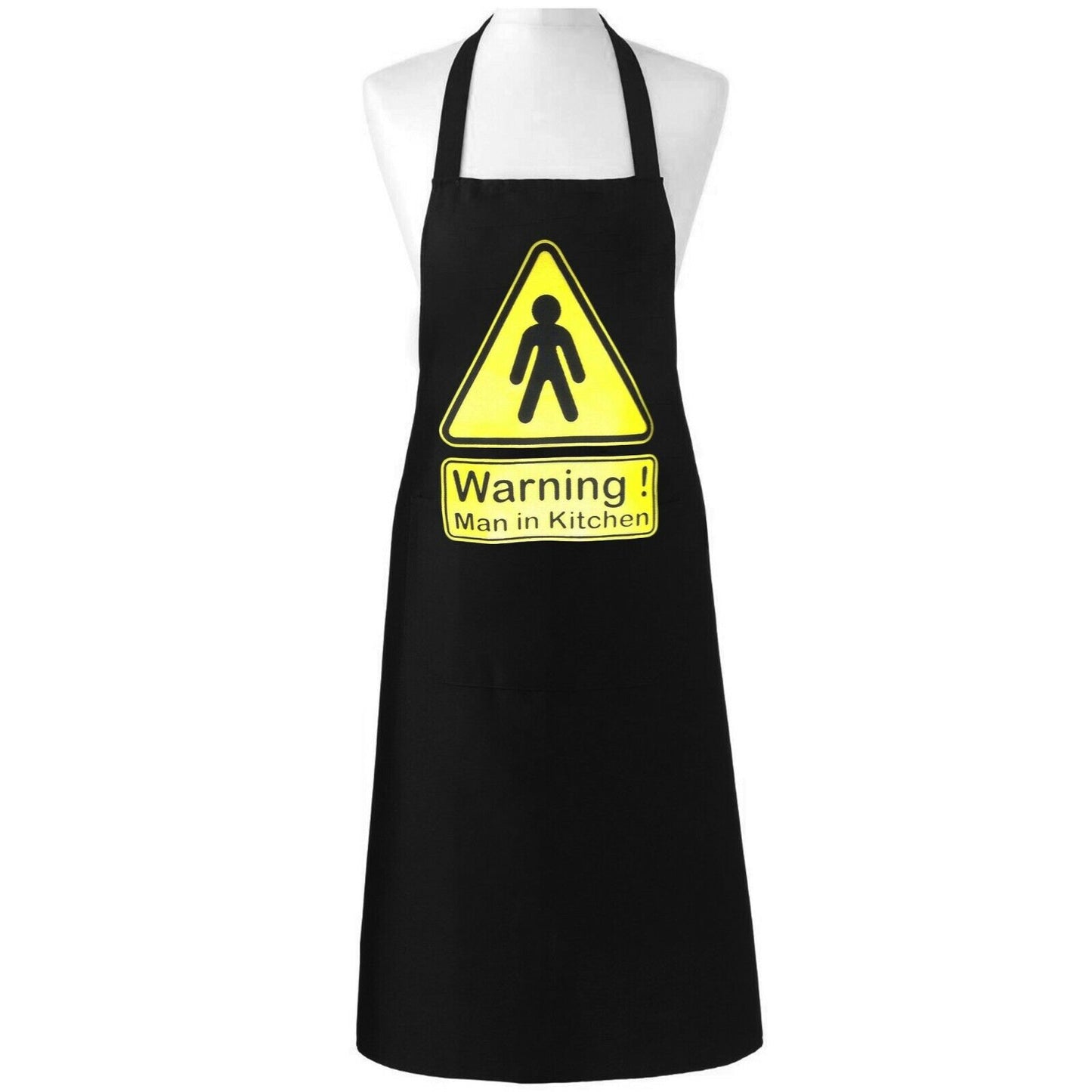 WARNING MEN IN KITCHEN BLACK APRON FUNNY NOVELTY COOKING BBQ GIFT FOR MEN UNISEX ADULT CHEF JOKE KITCHEN BANTER BIB