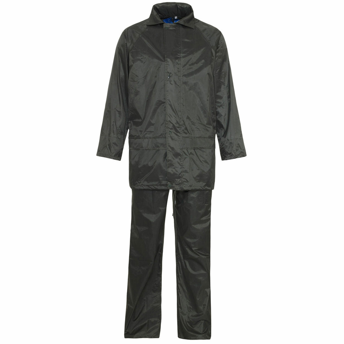 MENS HOODED WATERPROOF RAINSUIT PVC OVERALL DARK COLOUR WORKWEAR RAIN WEAR SAFETY CLOTHING FULL SUIT WET WEATHER GEAR OUTDOOR