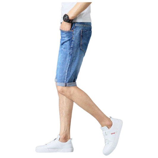 MENS DENIM SHORTS SLIM FIT CASUAL VINTAGE STRETCH HALF JEANS SUMMER SKINNY PANTS