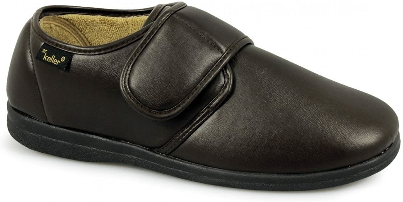 DR KELLER MENS SLIPPERS STRAP FLEECE UPPER WARM CUSHIONED CASUAL SLIP ON SHOES
