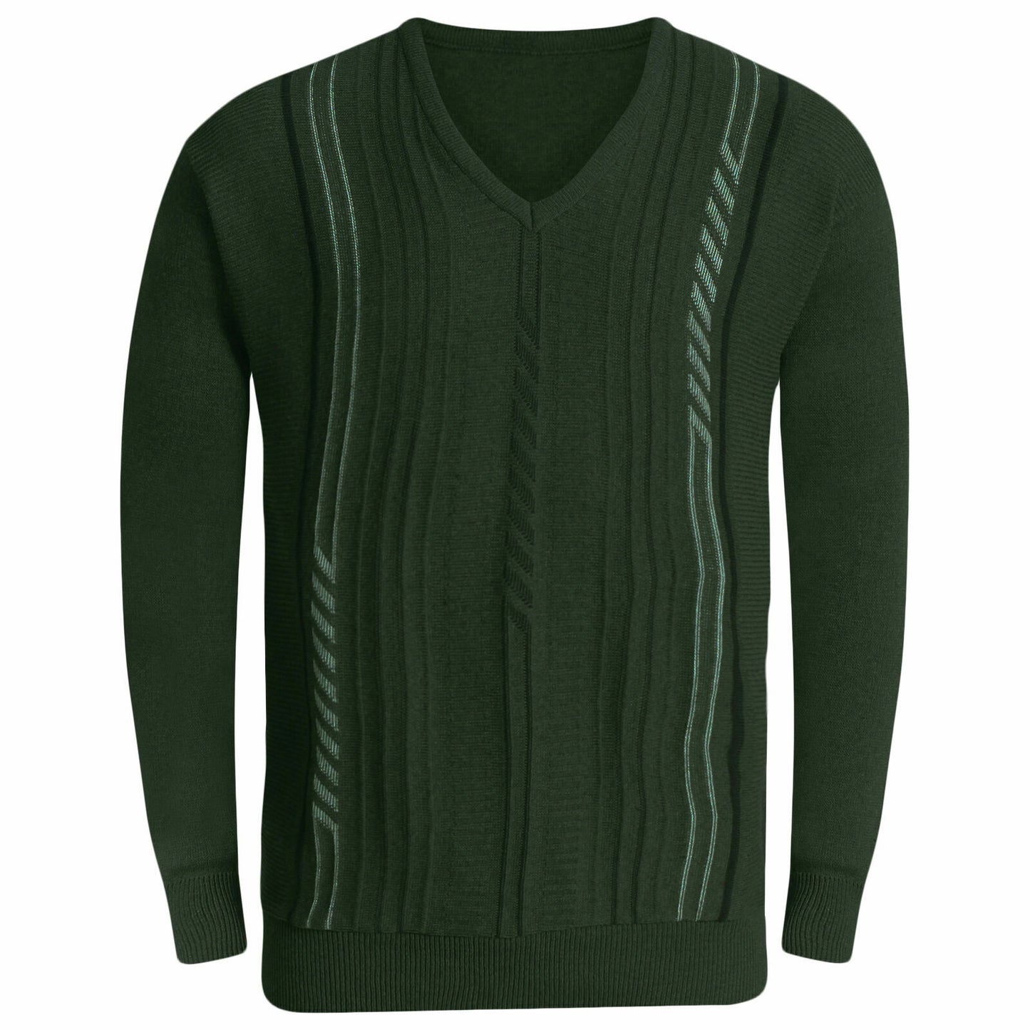 New Mens V Neck Jumper Pullover Sweater Long Sleeve Knitted Top Soft New Stripe