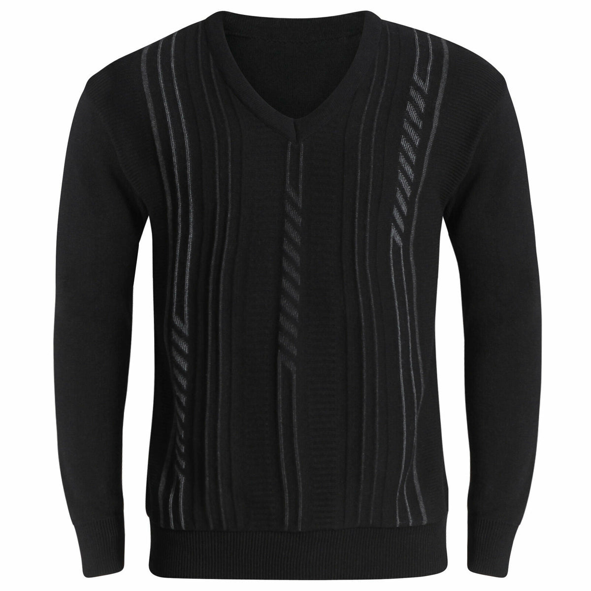 MENS JUMPERS V NECK CLASSIC CASUAL KNITTED STRIPED PULLOVER WITNER SWEATERS TOPS