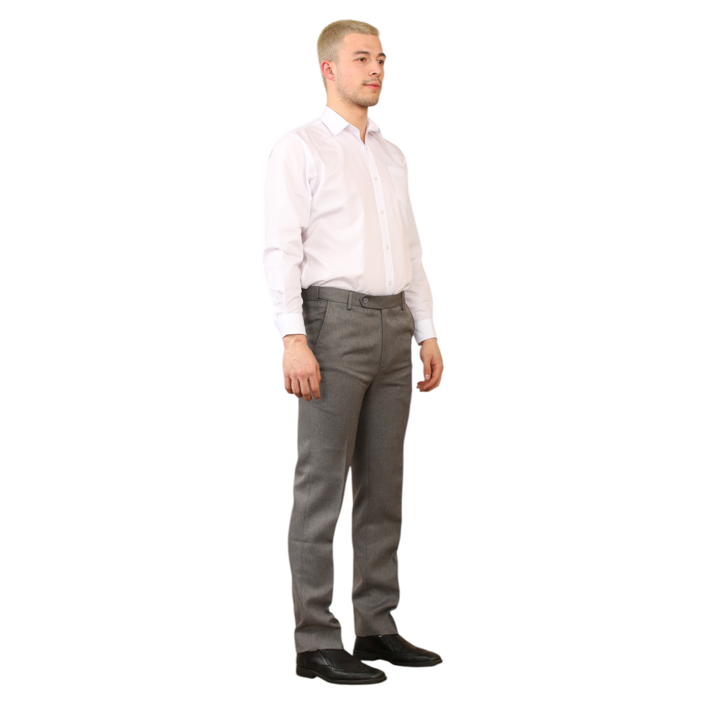 \MENS PLUS SIZE FORMAL TROUSERS ELASTIC WAIST DRESS PANTS FLAT FRONT STRAIGHT LEG BELTED ADJUSTABLE WORK OFFICE BUSINESS POCKETS UK SIZE 42 TO 50 INCH