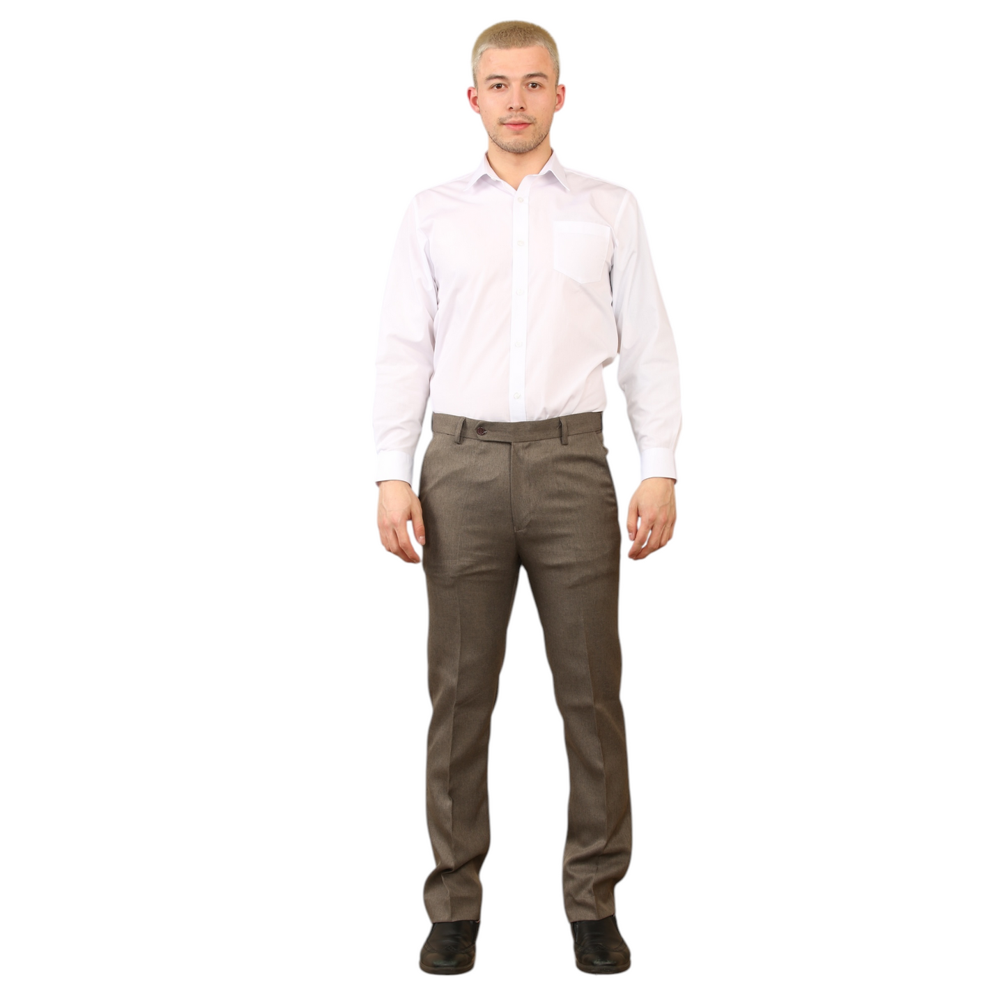 \MENS PLUS SIZE FORMAL TROUSERS ELASTIC WAIST DRESS PANTS FLAT FRONT STRAIGHT LEG BELTED ADJUSTABLE WORK OFFICE BUSINESS POCKETS UK SIZE 42 TO 50 INCH