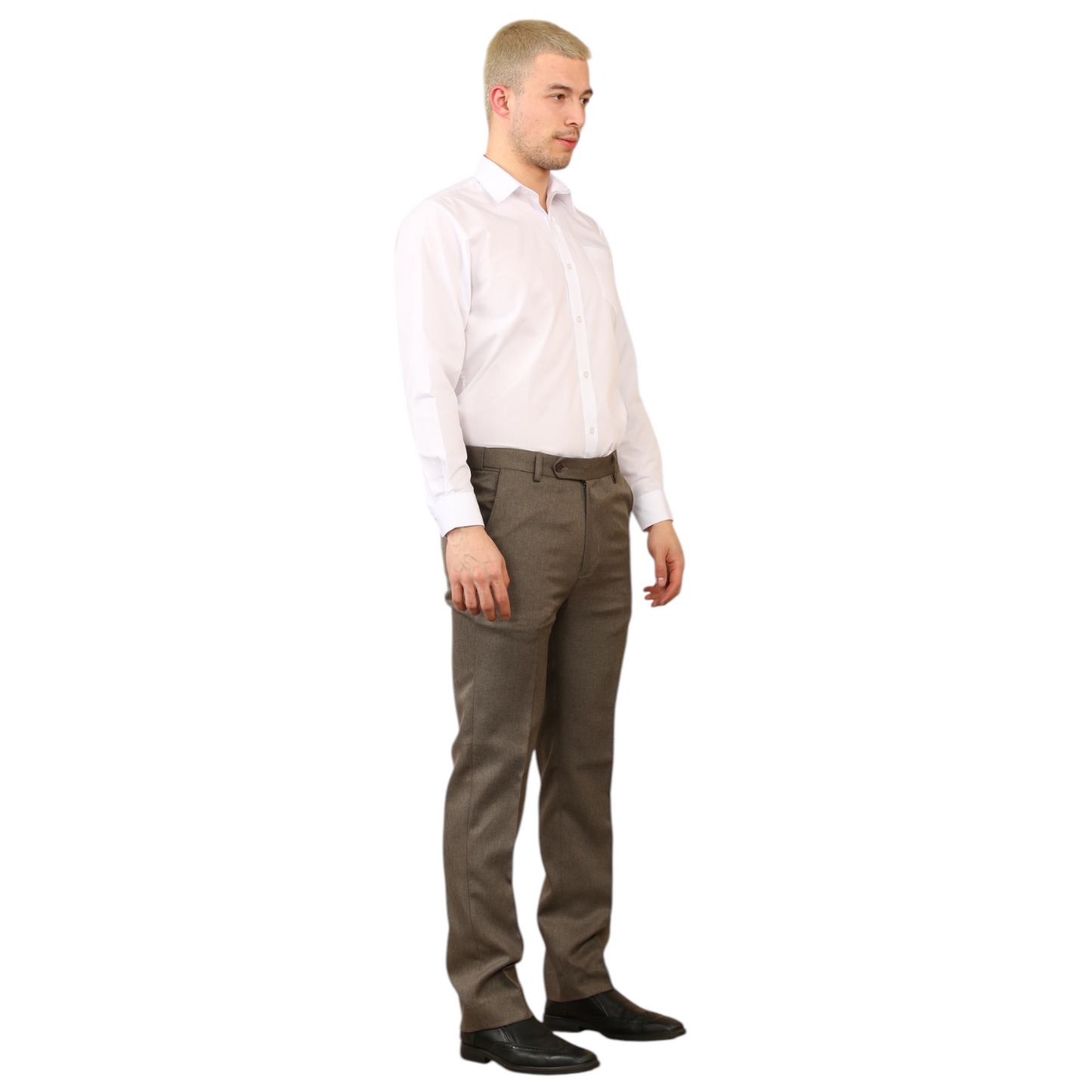 \MENS PLUS SIZE FORMAL TROUSERS ELASTIC WAIST DRESS PANTS FLAT FRONT STRAIGHT LEG BELTED ADJUSTABLE WORK OFFICE BUSINESS POCKETS UK SIZE 42 TO 50 INCH