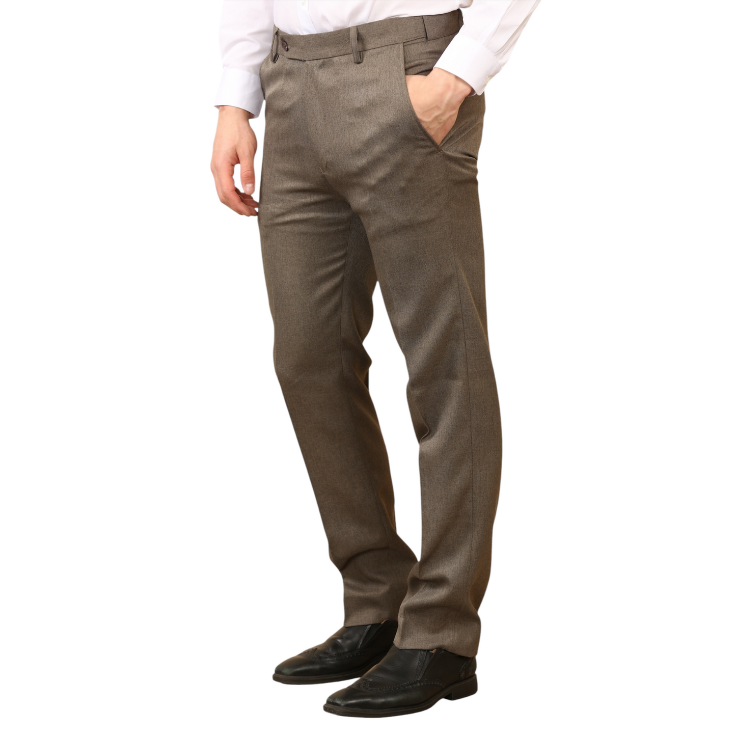 \MENS PLUS SIZE FORMAL TROUSERS ELASTIC WAIST DRESS PANTS FLAT FRONT STRAIGHT LEG BELTED ADJUSTABLE WORK OFFICE BUSINESS POCKETS UK SIZE 42 TO 50 INCH