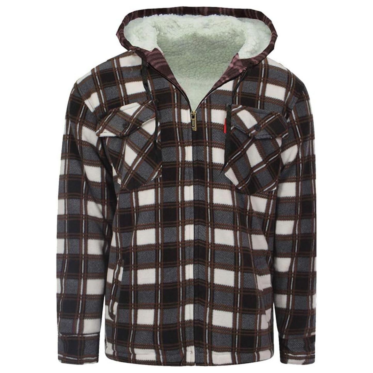 MENS PADDED LUMBERJACK HOODED SHIRT JACKET QUILTED CHECK FLANNEL FUR FLEECE LINED THERMAL WINTER COAT WARM CASUAL WORKWEAR OUTERWEAR