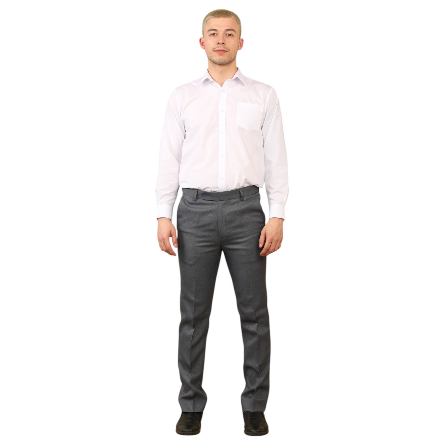 \MENS PLUS SIZE FORMAL TROUSERS ELASTIC WAIST DRESS PANTS FLAT FRONT STRAIGHT LEG BELTED ADJUSTABLE WORK OFFICE BUSINESS POCKETS UK SIZE 42 TO 50 INCH