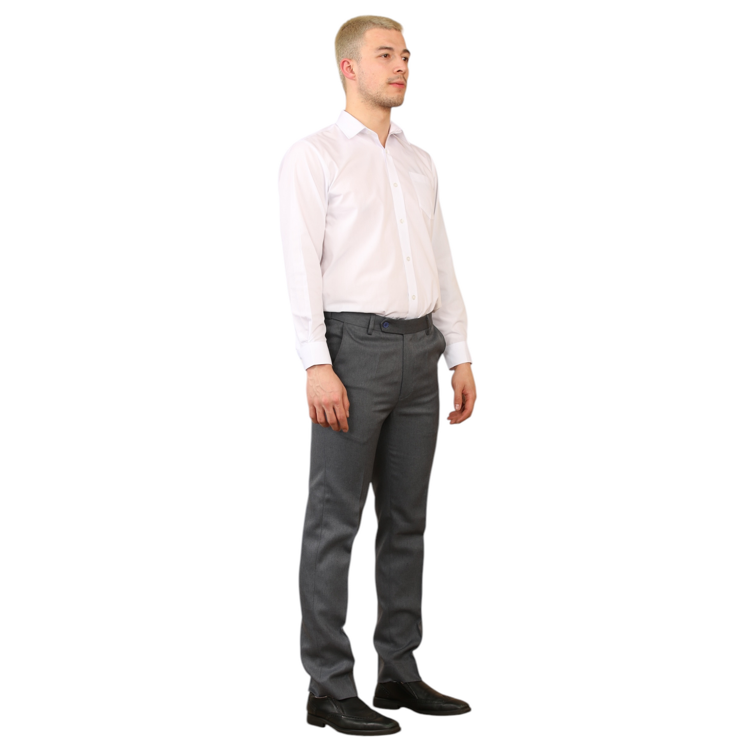 \MENS PLUS SIZE FORMAL TROUSERS ELASTIC WAIST DRESS PANTS FLAT FRONT STRAIGHT LEG BELTED ADJUSTABLE WORK OFFICE BUSINESS POCKETS UK SIZE 42 TO 50 INCH
