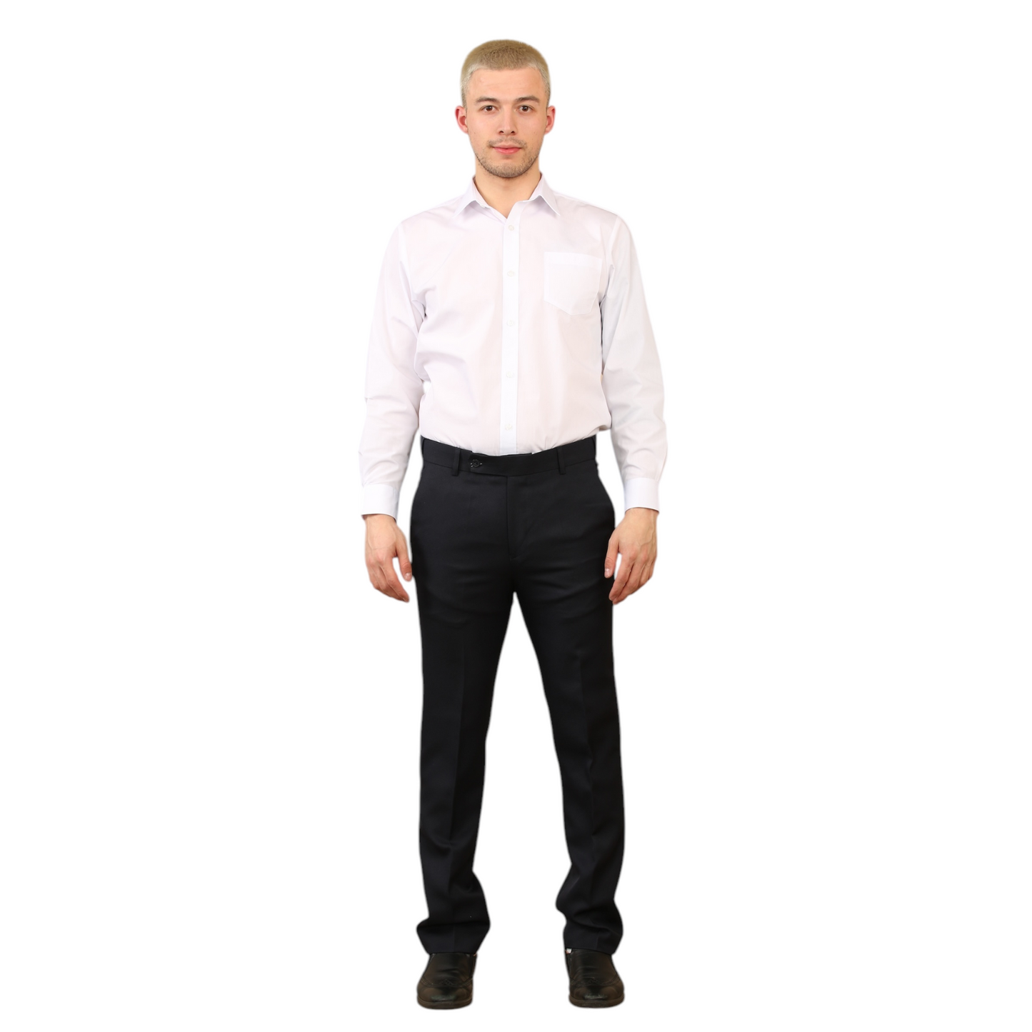 Mens Formal Elastic Waist Trouser Casual Business Office Work Home Adjustable Waist Belted Smart Dress Pants Straight Leg Flat Front Everpress Pockets Waist Sizes UK 42 Inch to UK 50 Inches