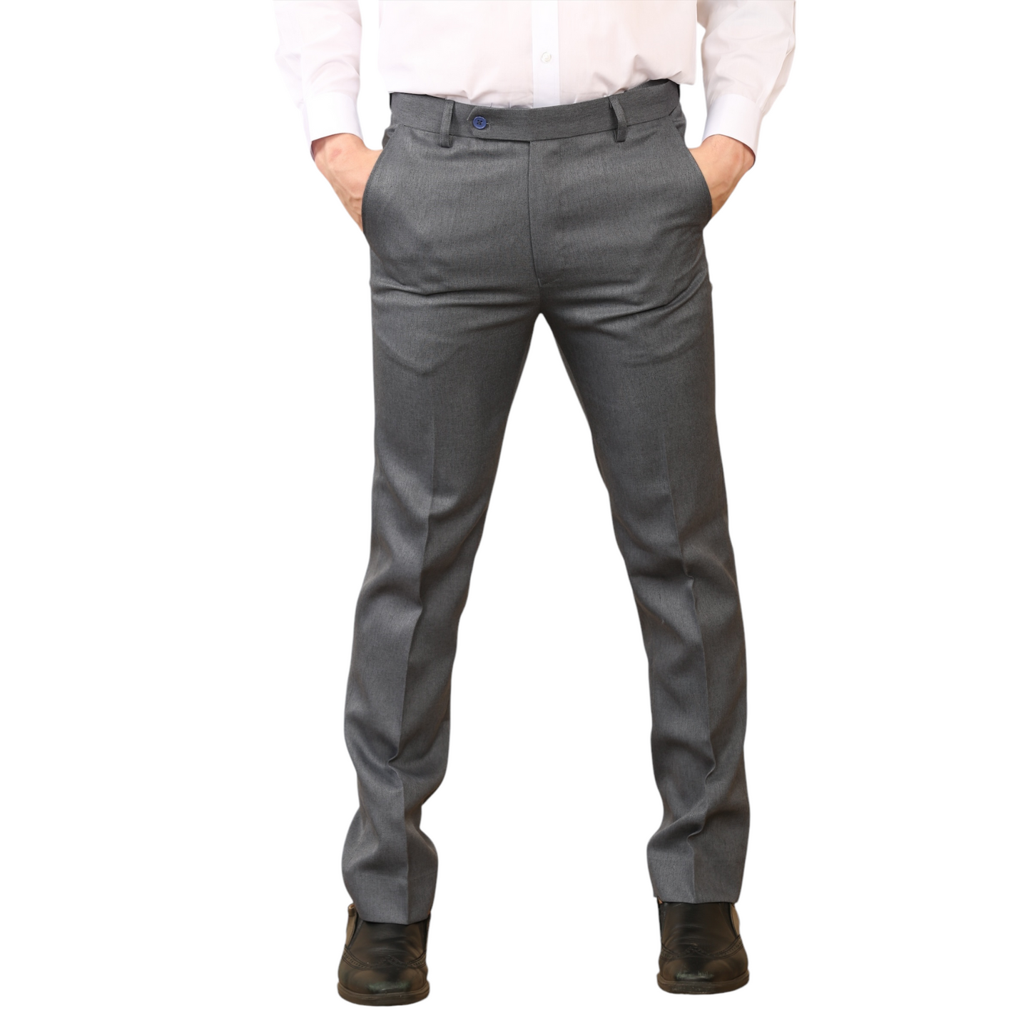 \MENS PLUS SIZE FORMAL TROUSERS ELASTIC WAIST DRESS PANTS FLAT FRONT STRAIGHT LEG BELTED ADJUSTABLE WORK OFFICE BUSINESS POCKETS UK SIZE 42 TO 50 INCH