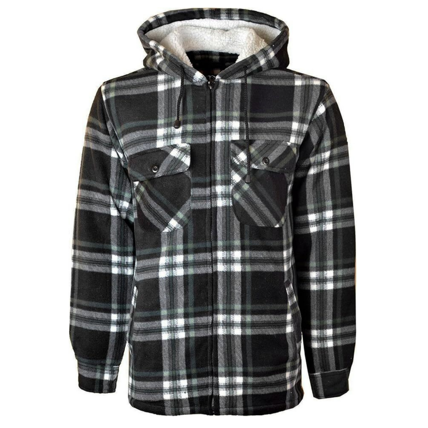 MENS PADDED LUMBERJACK HOODED SHIRT JACKET QUILTED CHECK FLANNEL FUR FLEECE LINED THERMAL WINTER COAT WARM CASUAL WORKWEAR OUTERWEAR