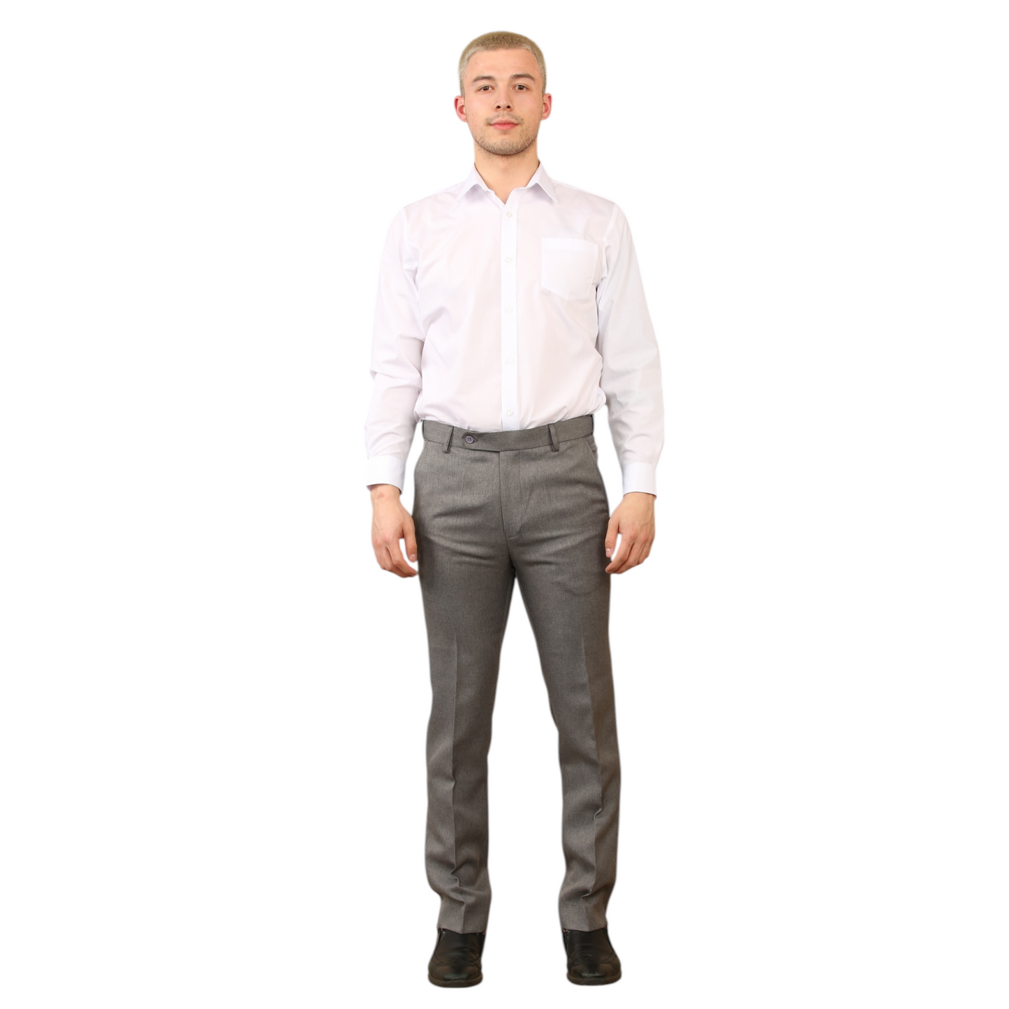 \MENS PLUS SIZE FORMAL TROUSERS ELASTIC WAIST DRESS PANTS FLAT FRONT STRAIGHT LEG BELTED ADJUSTABLE WORK OFFICE BUSINESS POCKETS UK SIZE 42 TO 50 INCH