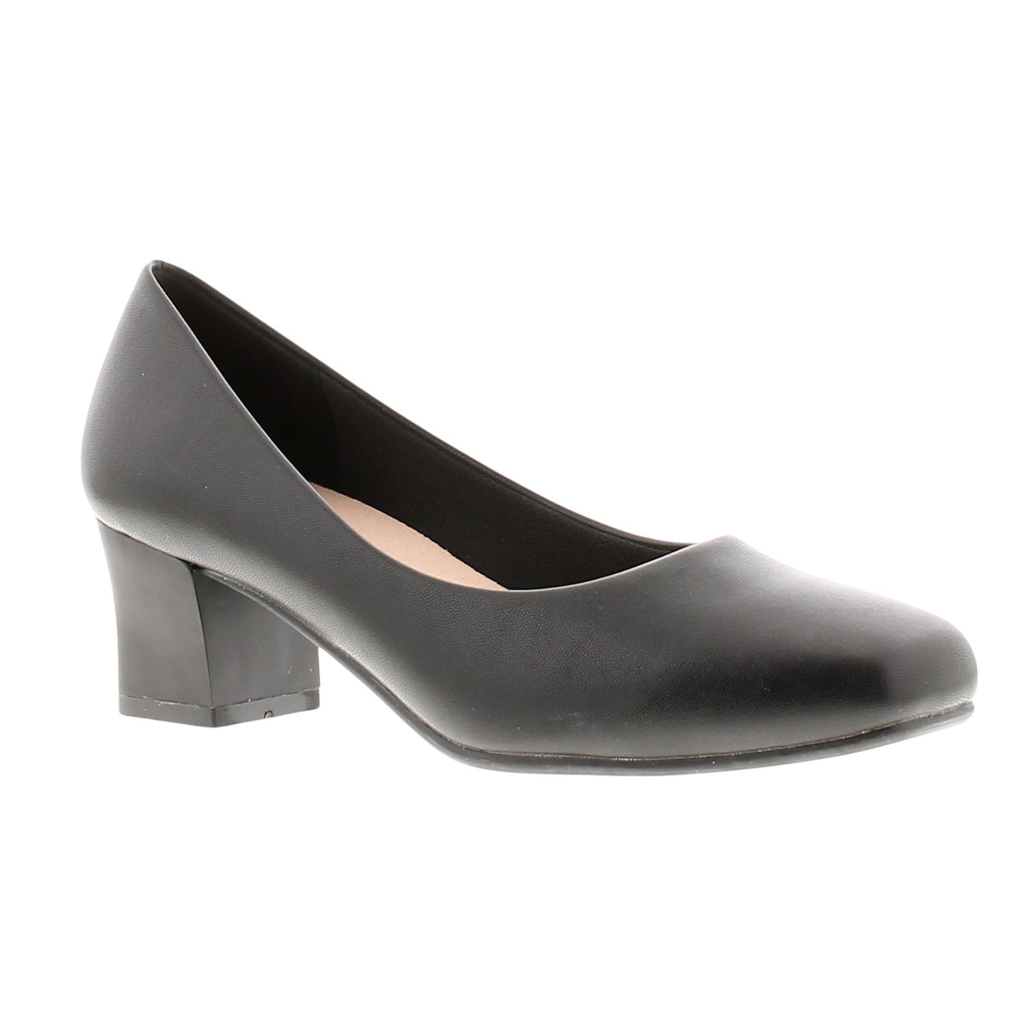 DR KELLER KARLY COMFORT PLUS WOMENS BLOCK HEEL COURT SHOES WIDE FIT SLIP‑ON WORK PUMPS CUSHIONED PU UPPER