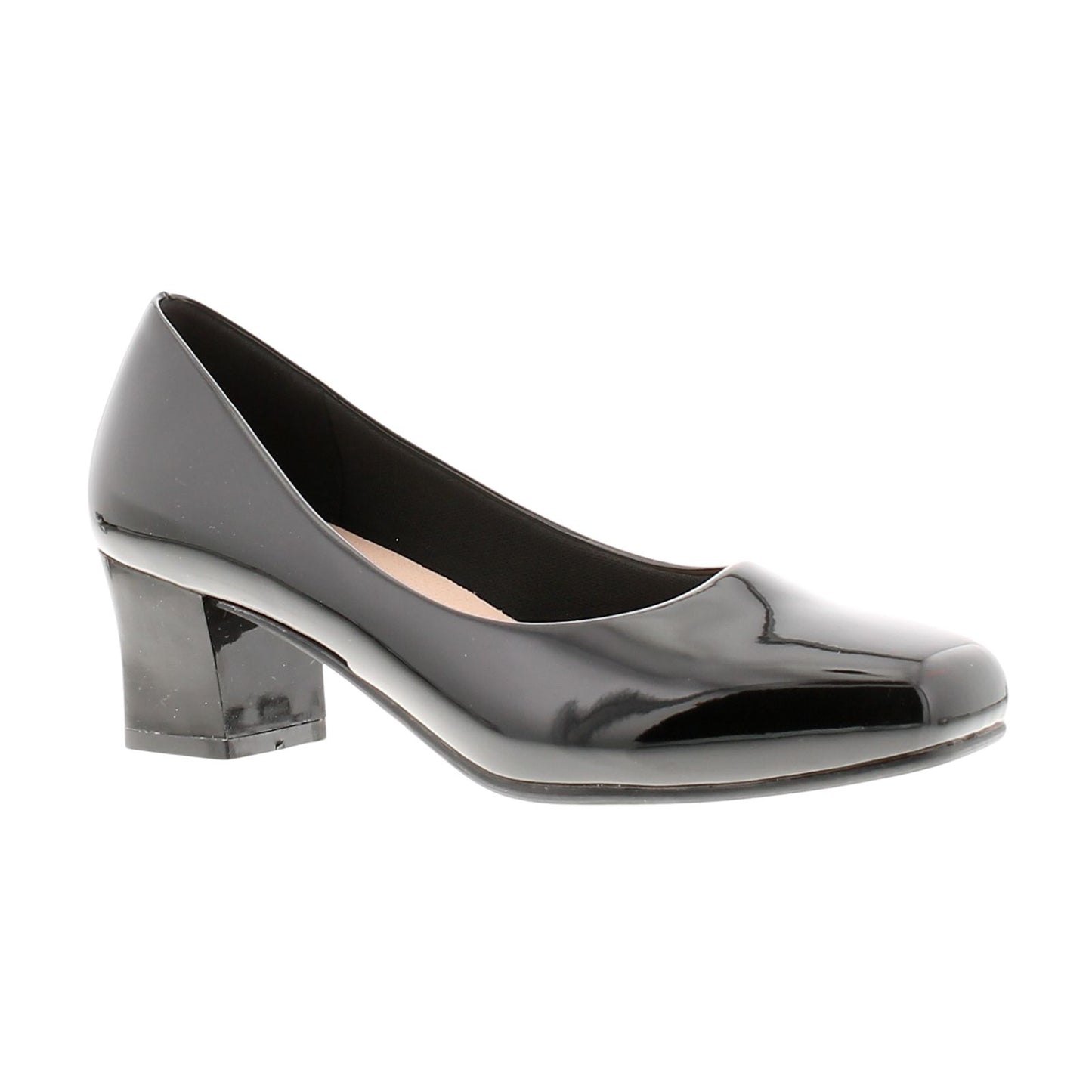 DR KELLER KARLY COMFORT PLUS WOMENS BLOCK HEEL COURT SHOES WIDE FIT SLIP‑ON WORK PUMPS CUSHIONED PU UPPER
