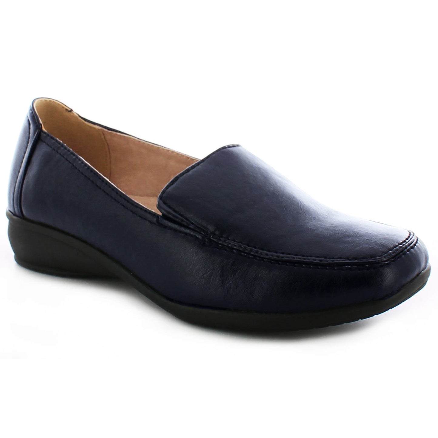 Dr Keller Womens Wide Fitting Shoes Ladies Lightweight Moccasin Flat Low Wedge Comfort Fit Smart Casual Formal Office Work Leather Lined Light Weight Loafer Wider Fit Slip On Shoe Size 3-8