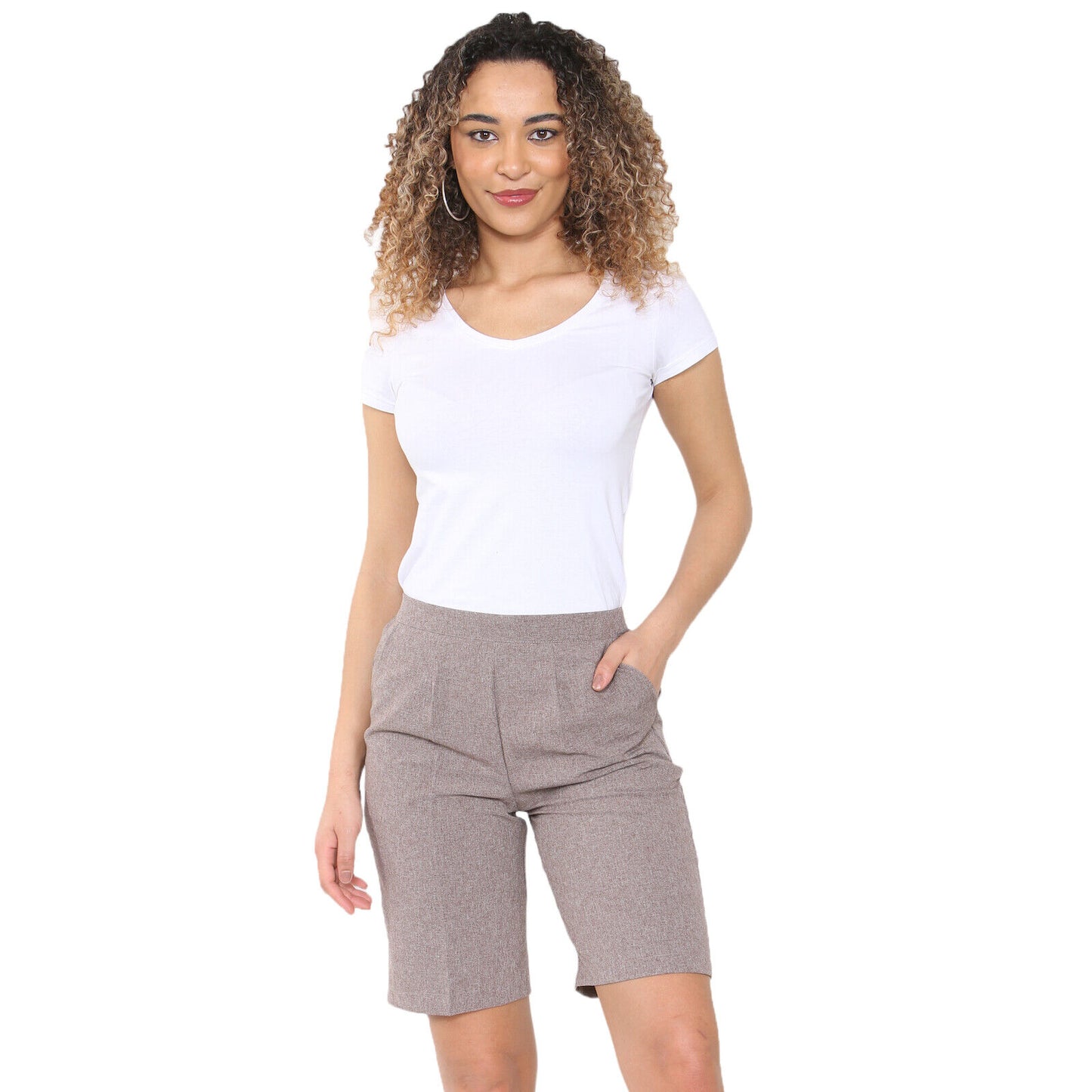 LADIES SHORTS WOMENS HALF ELASTICATED WAIST SUMMER PANTS SPORTS CASUAL BOTTOMS