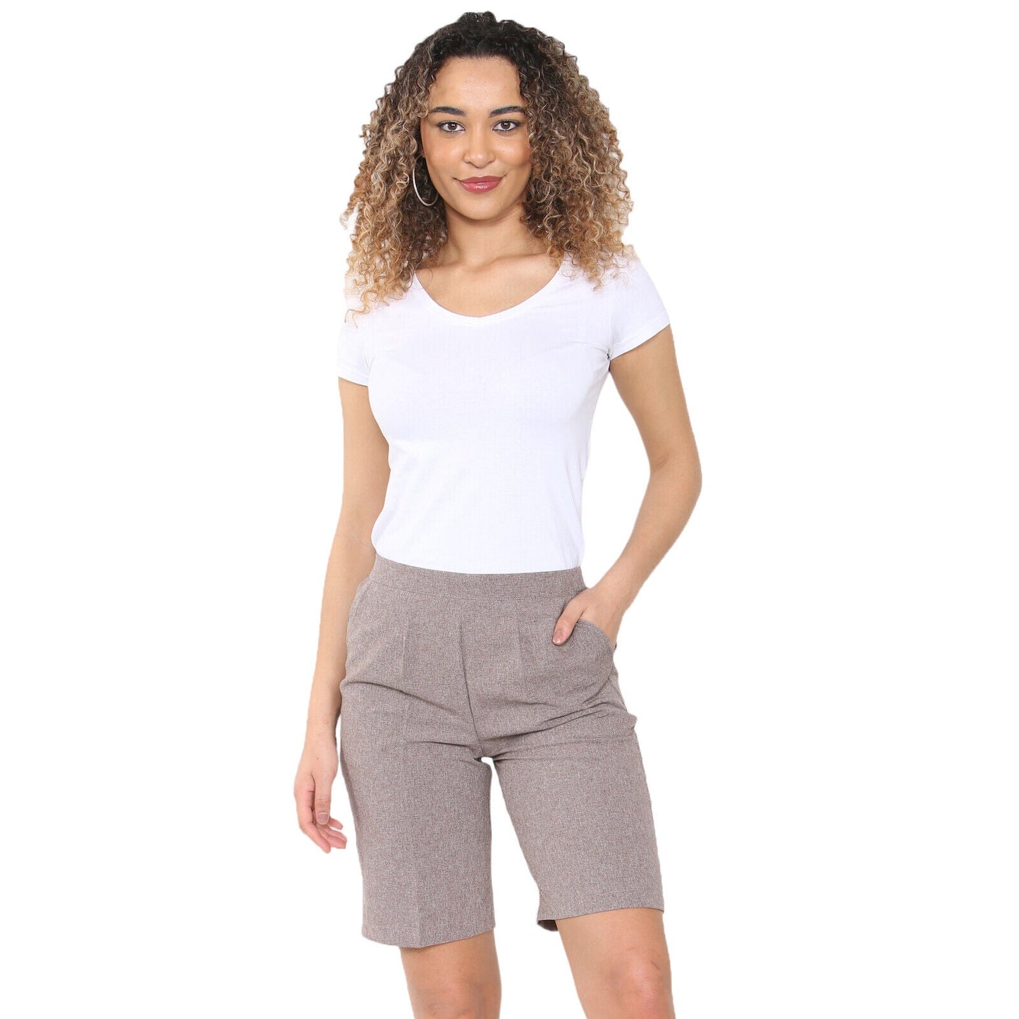 PACK OF 2 WOMENS SHORTS LADIES CAPRI CROPPED STRETCH SUMMER SHORTS ELASTIC WAIST GYM RUNNING CASUAL BEACH JOGGERS HOLIDAY LOUNGEWEAR SIZE 10 TO 24