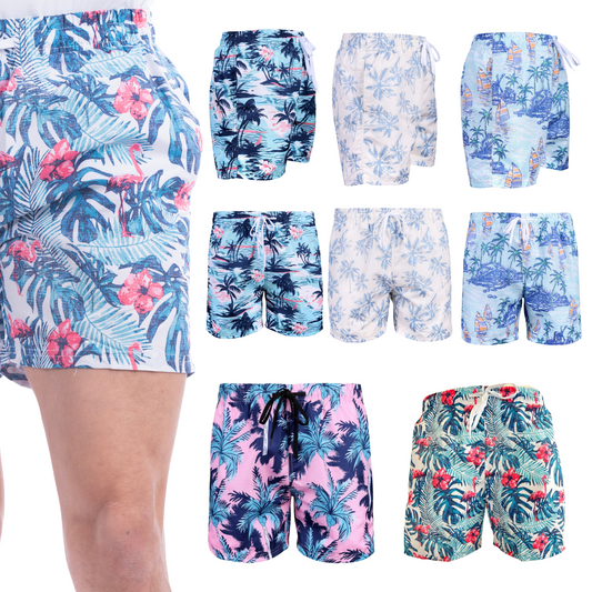 MENS PRINTED SWIM SHORTS QUICK DRY BEACH TRUNKS ELASTIC WAIST DRAWCORD BOARD SHORTS SUMMER SURF HOLIDAY ACTIVEWEAR