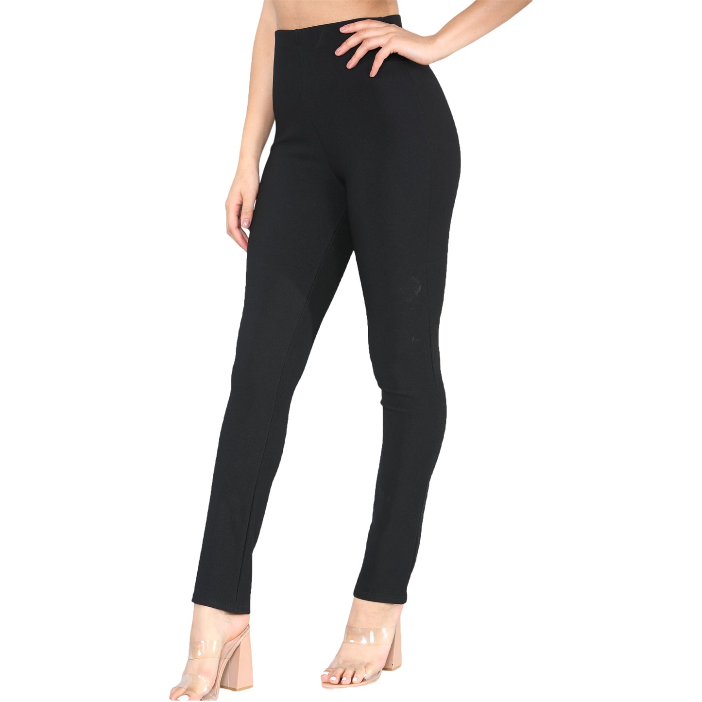 LADIES WOMENS STRAIGHT LEG RIBBED TROUSERS STRETCH PULL ON PANTS 8-26
