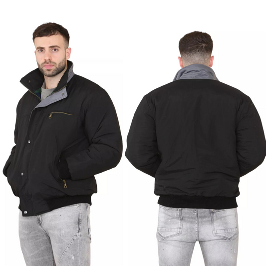 MENS PADDED BOMBER JACKET SKY DIVER QUILTED WINTER COAT CHECK LINED WARM OUTDOOR BIKER RETRO CASUAL HEAVY VINTAGE STYLE WALKING WORKWEAR TOP