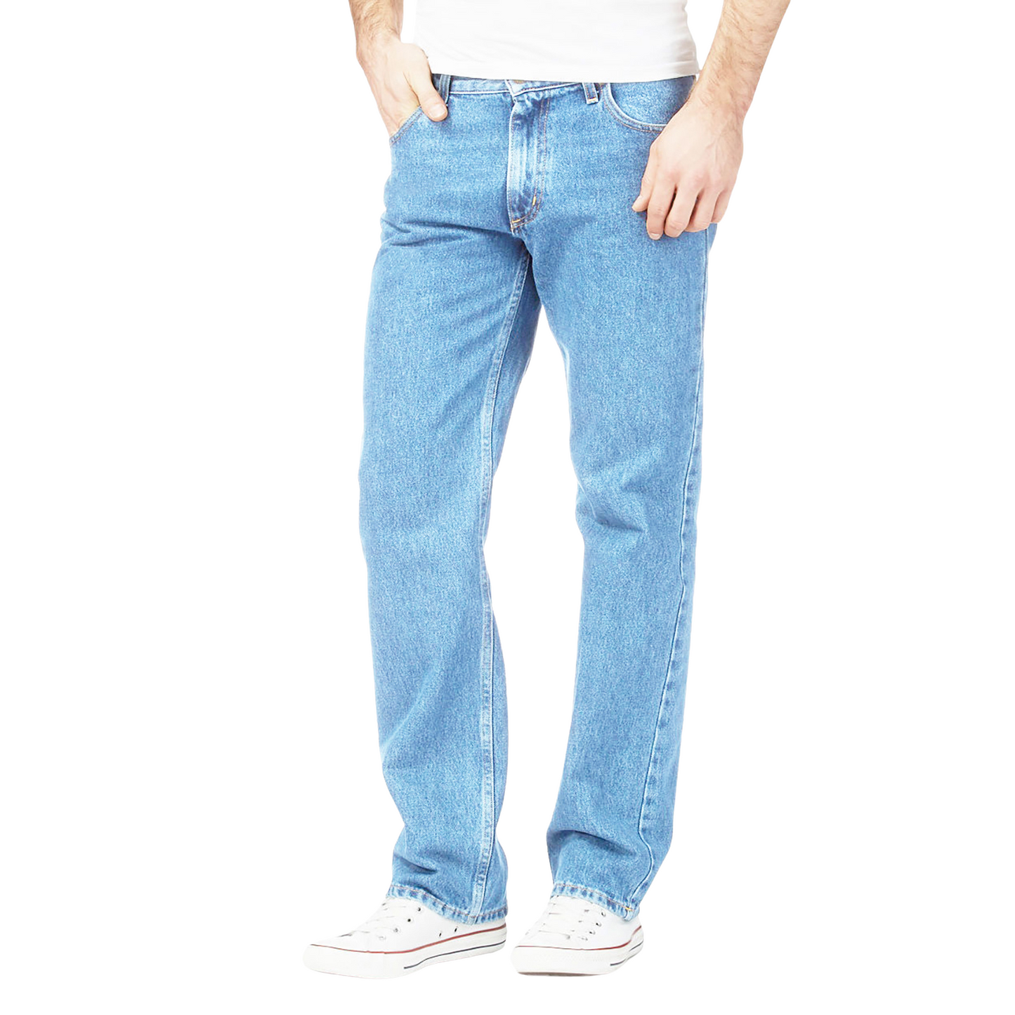 MENS COTTON DENIM JEANS STRAIGHT LEG CLASSIC FIT HEAVY DUTY WORK JEANS CASUAL DESIGNER STYLE ZIP FLY BELT LOOP POCKET TROUSERS