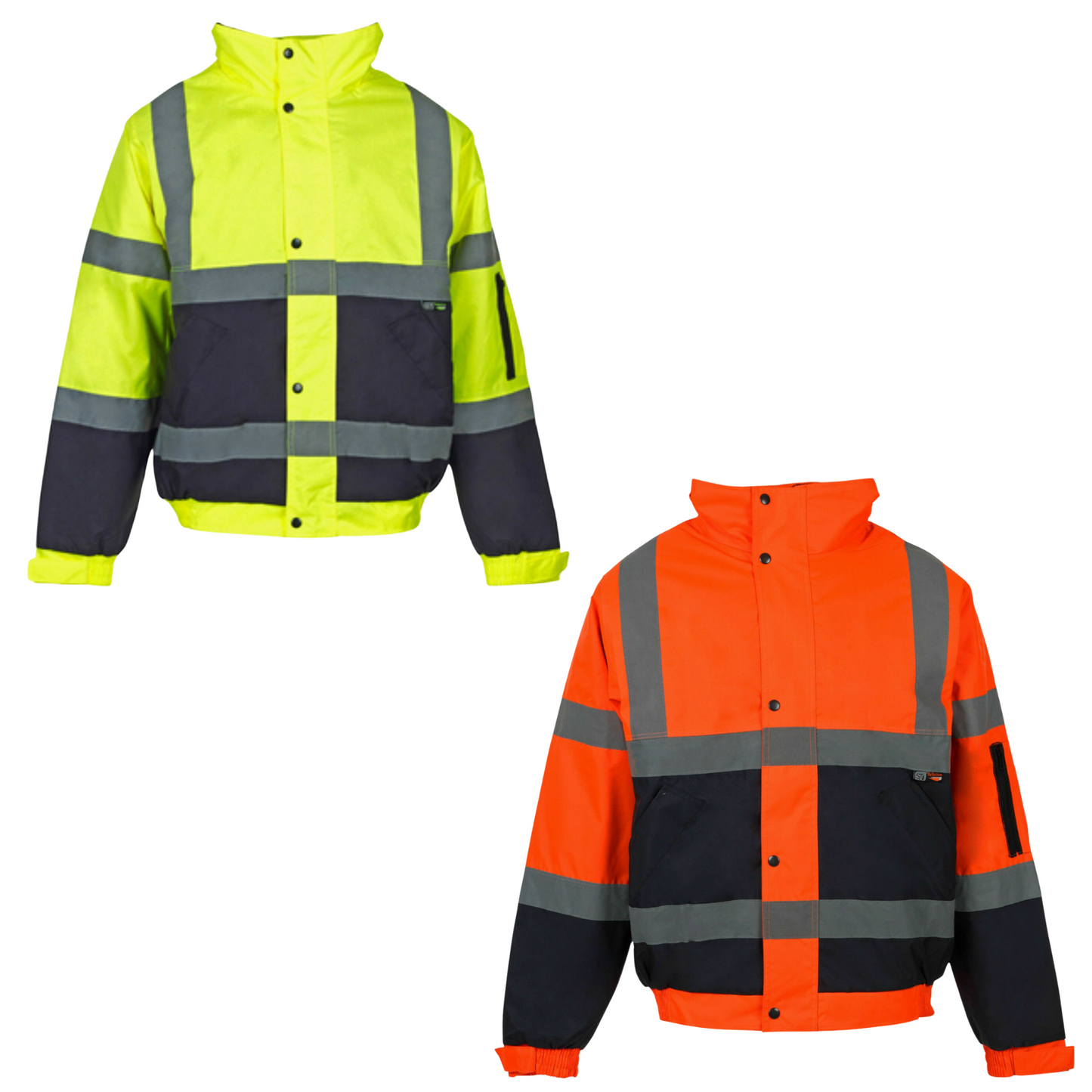 TWO TONE HI VIS JACKET PADDED WATERPROOF HOODED REFLECTIVE HIGH VISIBILITY SAFETY WORKWEAR COAT PPE MENS WINTER OUTERWEAR
