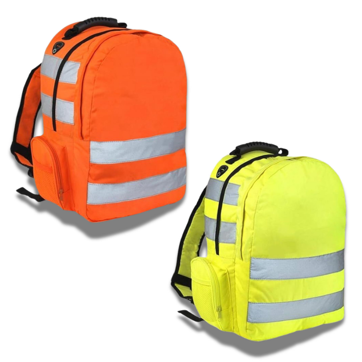 Hi Vis Viz Backpack Work Rucksack High Visibility Safety Lightweight Reflective Stripe Strap Cycling Hiking Walking Sports Gym School College Bags Back Pack