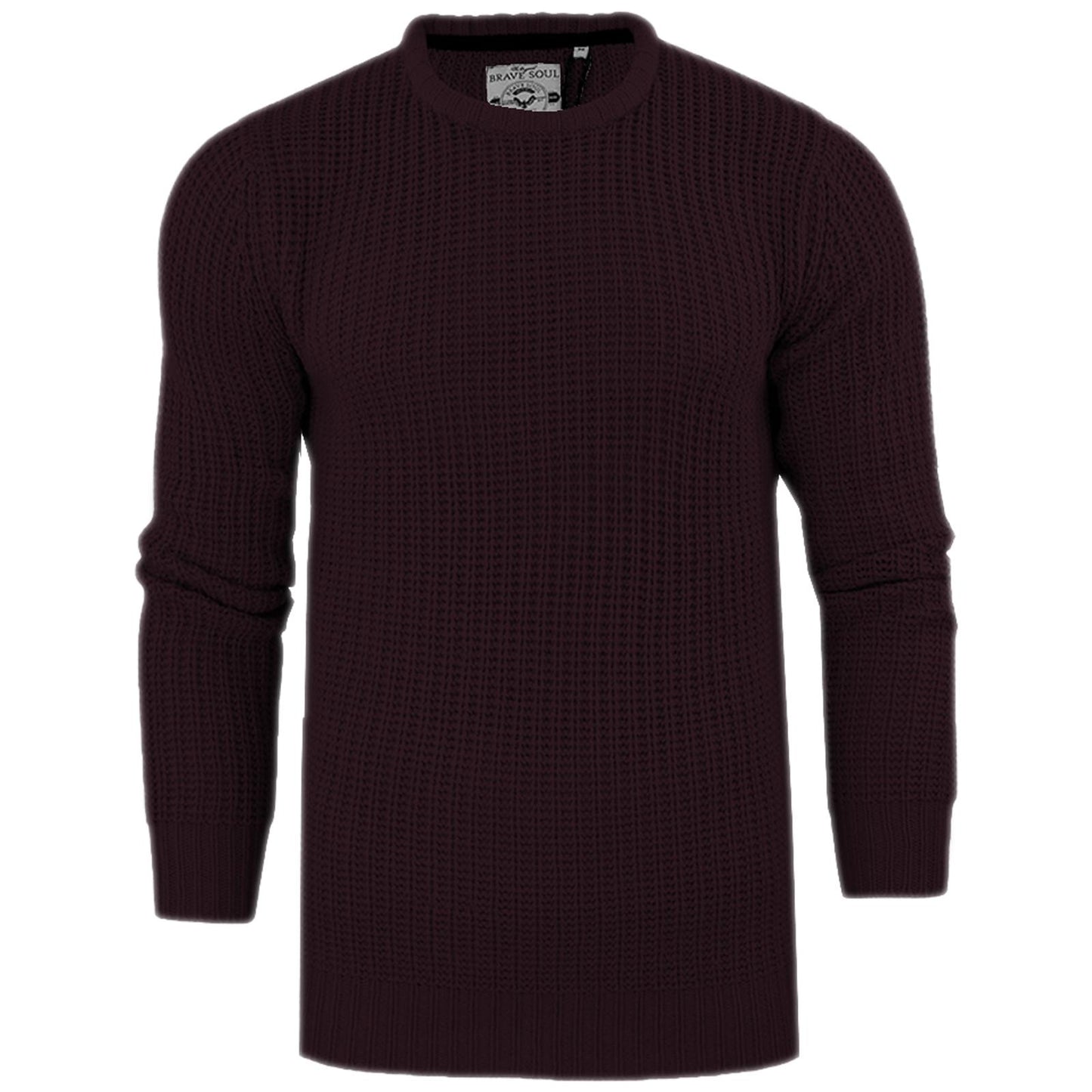 Brave Soul Mens Crew Neck Jumpers Pullover Long Sleeves Fisherman Knitwear Formal Business Office Casual Basic Sweater Trendy Soft Elegant Knitted Comfy Fine Knit Tubular Rib Neck Pull Over Tops