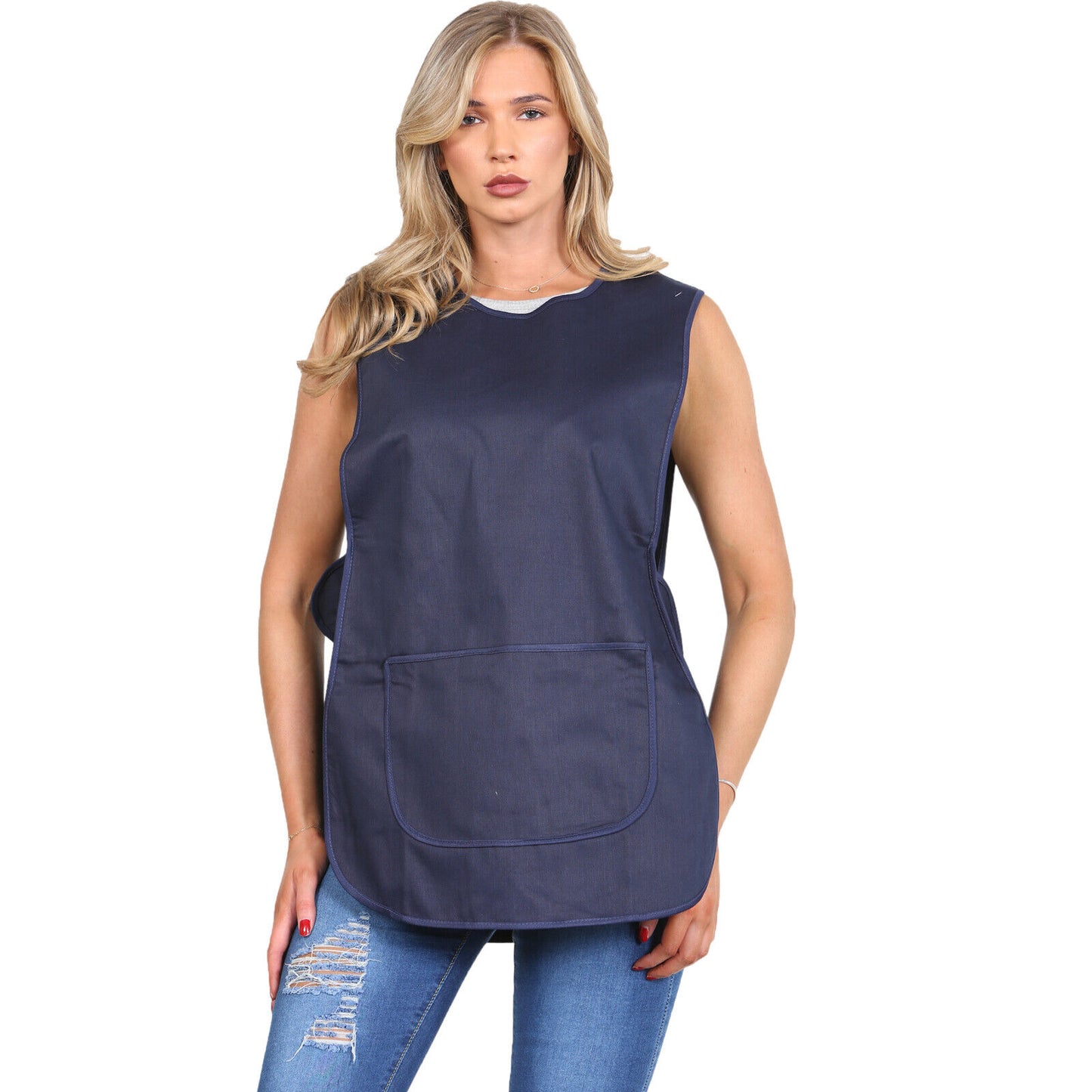 SAME PIPING TABARD WOMENS TABBARD LADIES APRON WITH POCKET KITCHEN CLEANING CHEF TOP
