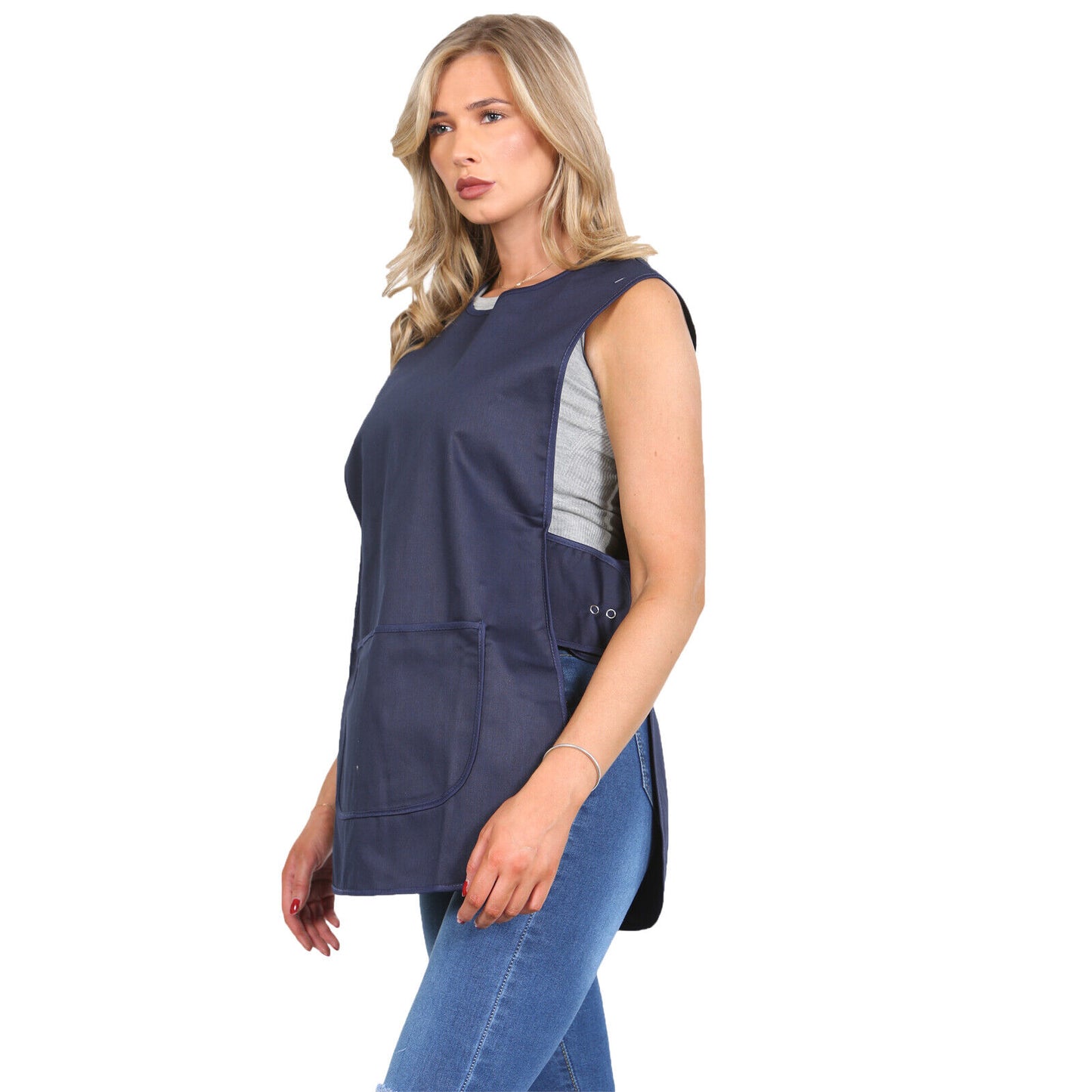 SAME PIPING TABARD WOMENS TABBARD LADIES APRON WITH POCKET KITCHEN CLEANING CHEF TOP