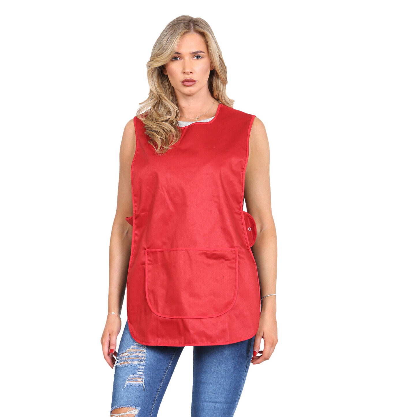 SAME PIPING TABARD WOMENS TABBARD LADIES APRON WITH POCKET KITCHEN CLEANING CHEF TOP