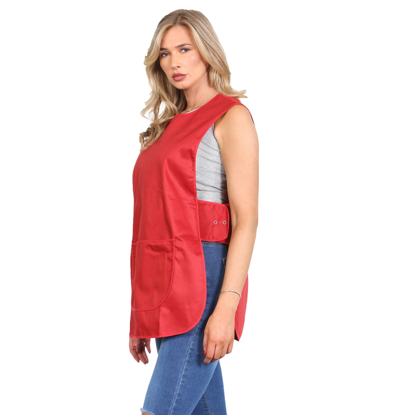 SAME PIPING TABARD WOMENS TABBARD LADIES APRON WITH POCKET KITCHEN CLEANING CHEF TOP