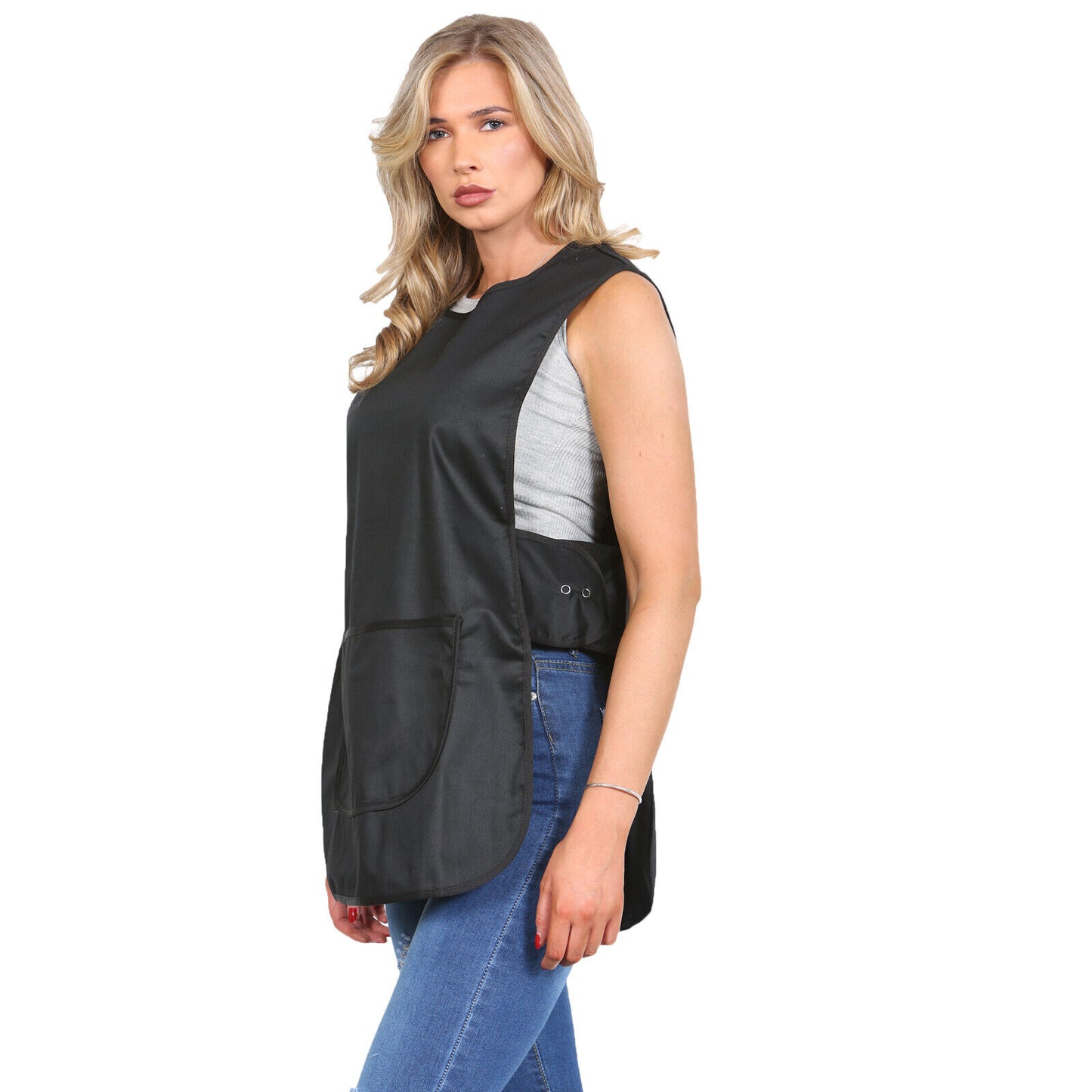 SAME PIPING TABARD WOMENS TABBARD LADIES APRON WITH POCKET KITCHEN CLEANING CHEF TOP