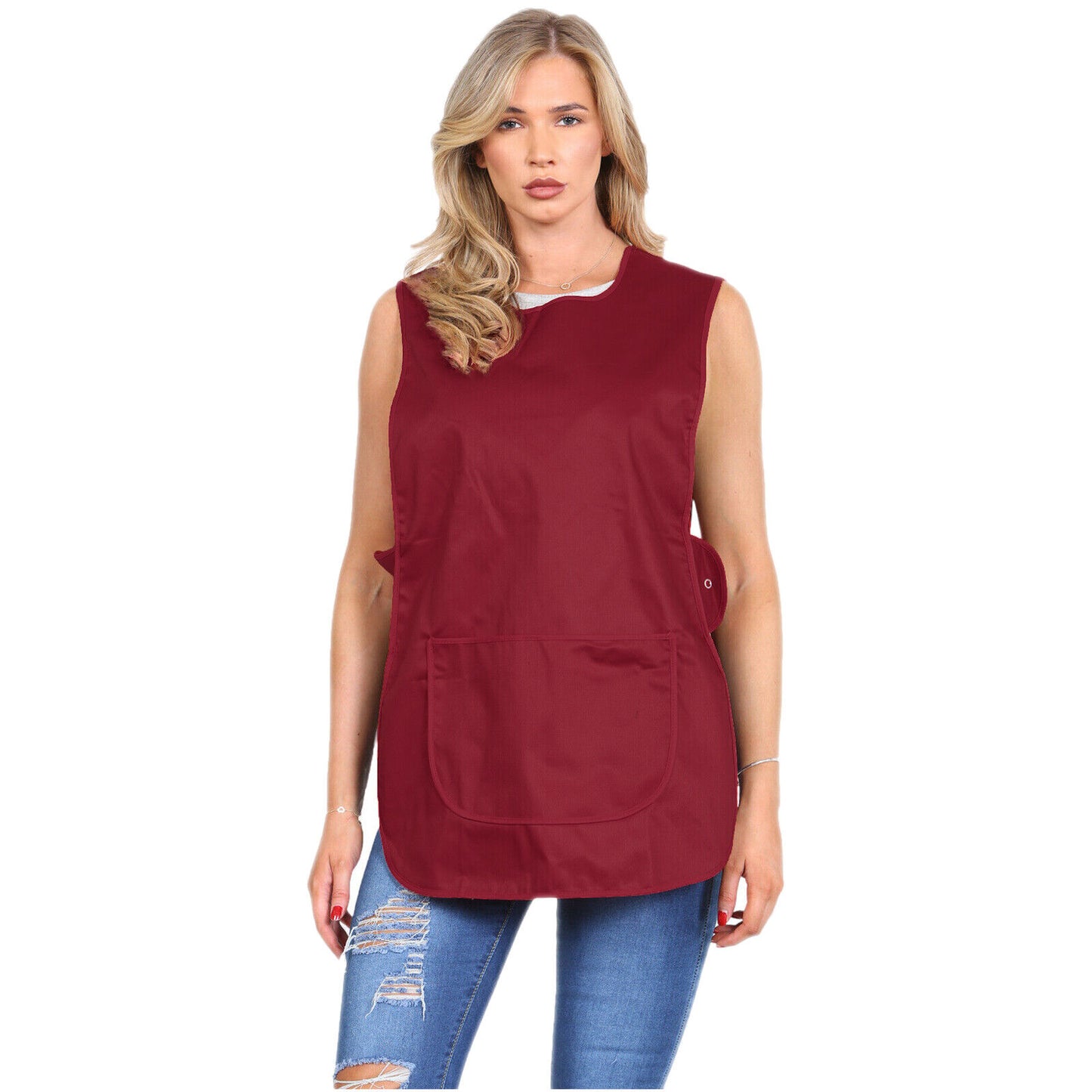 SAME PIPING TABARD WOMENS TABBARD LADIES APRON WITH POCKET KITCHEN CLEANING CHEF TOP