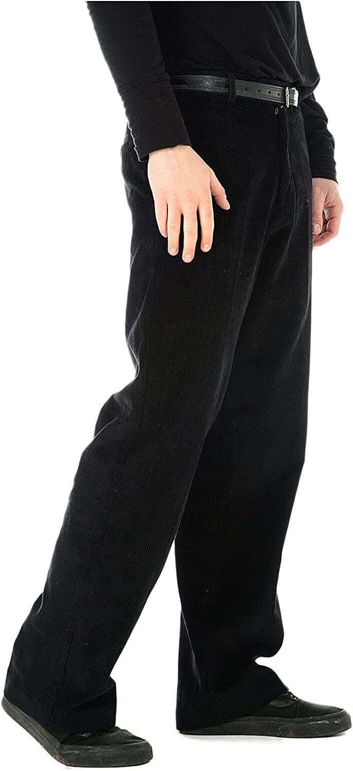 MENS CORDUROY CORD TROUSERS COTTON FORMAL CASUAL SMART BIG PLUS BELT POCKET PANT SIZE 44" to 50"