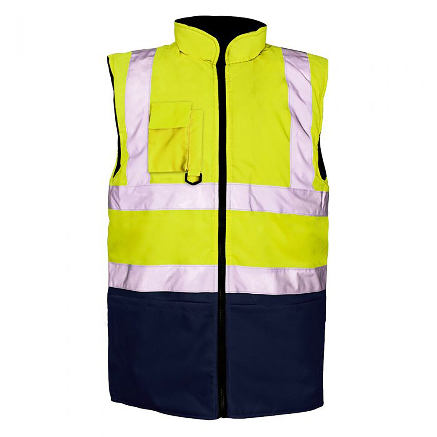 TWO TONE HI VIS BODY WARMER REVERSIBLE FLEECE WAISTCOAT WATERPROOF GILET HIGH VISIBILITY SAFETY VEST WORKWEAR MENS JACKET REFLECTIVE