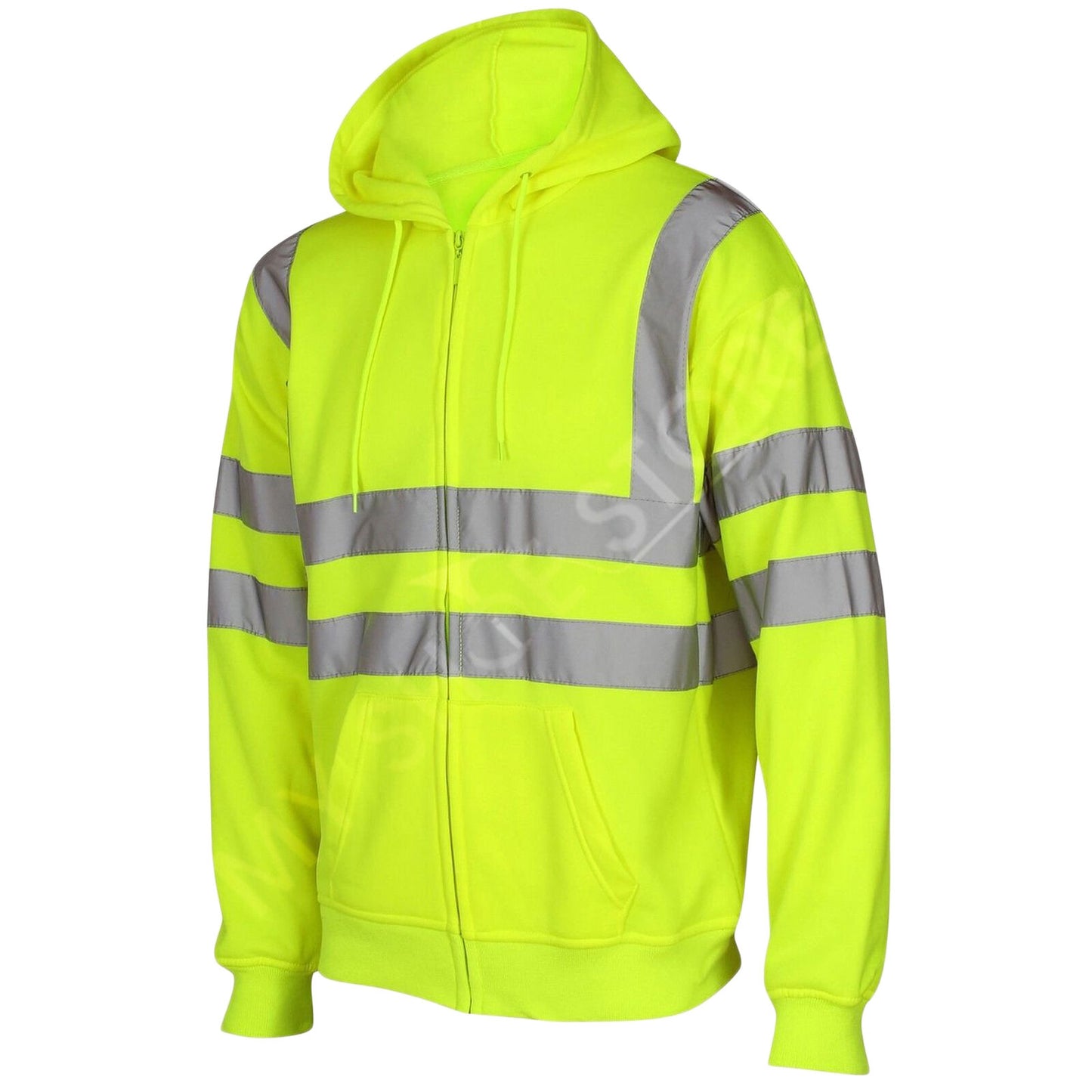 HI VIS VIZ HOODED SWEATSHIRT HIGH VISIBILITY REFLECTIVE WORKWEAR FLEECE JACKET