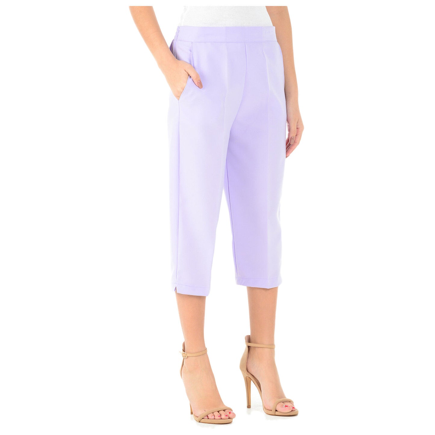 WOMENS 3/4 CAPRI TROUSERS SUMMER LIGHTWEIGHT CROPPED PANTS UK 10–24