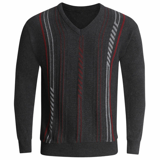 MENS JUMPERS V NECK CLASSIC CASUAL KNITTED STRIPED PULLOVER WITNER SWEATERS TOPS