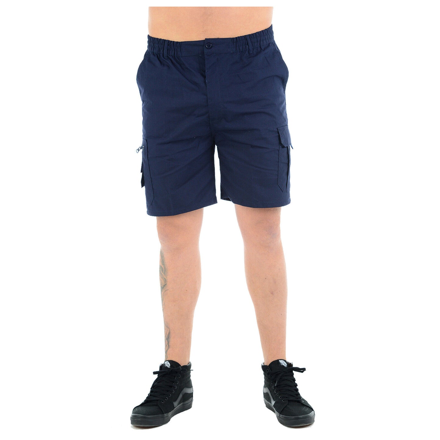 MENS PLAIN CARGO SHORTS QUICK DRY COMBAT CASUAL SUMMER BEACH WORKWEAR POLY COTTON MULTI POCKET LIGHTWEIGHT PANTS