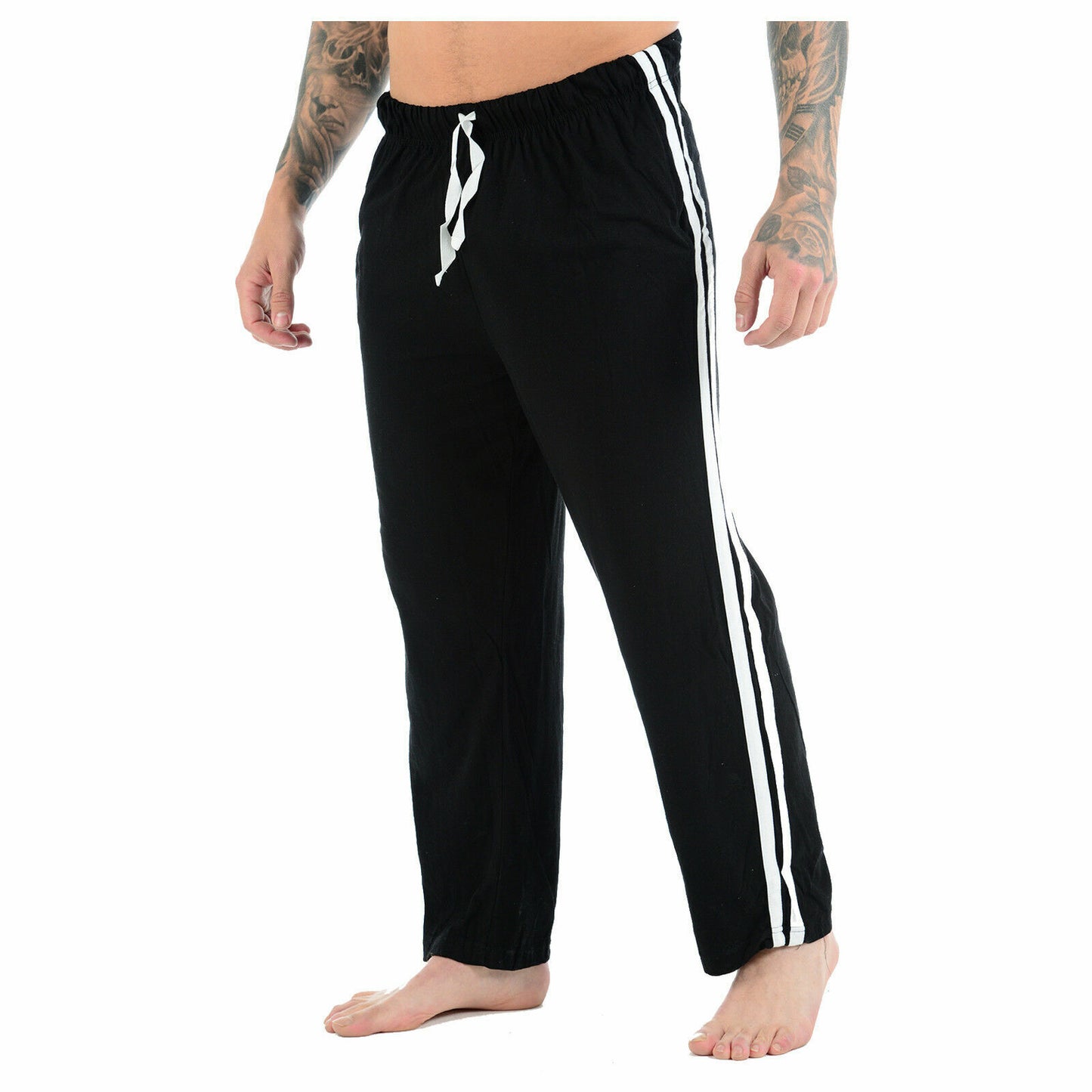 MENS STRIPED LOUNGEWEAR TROUSERS PYJAMA BOTTOMS COMFORT FIT NIGHTWEAR JOGGERS CASUAL PJS SOFT SLEEP PANTS HOMEWEAR RELAXED STYLE