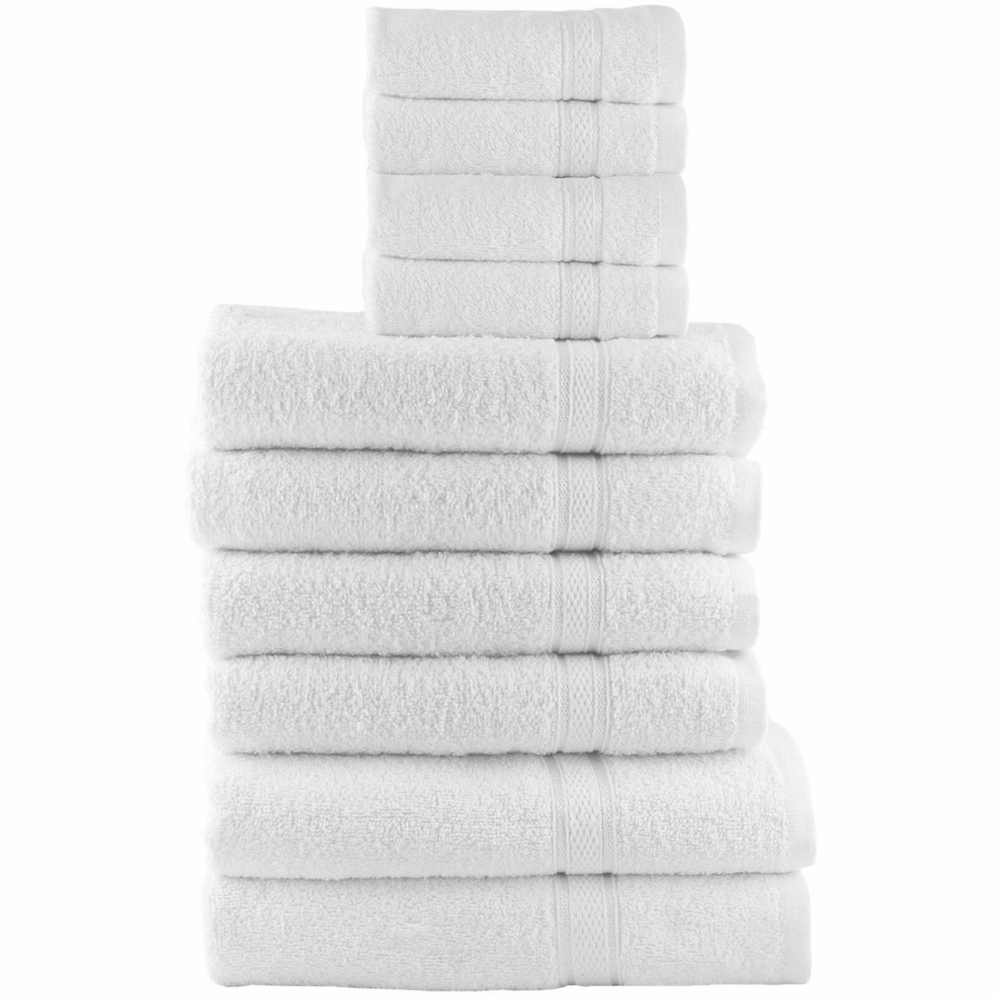 10 Piece Towel Luxury Soft Bale Set 100% Egyptian Cotton Face Hand Bath Bathroom Towels