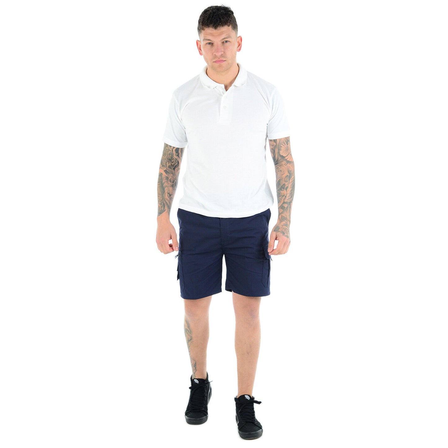 MENS PLAIN CARGO SHORTS QUICK DRY COMBAT CASUAL SUMMER BEACH WORKWEAR POLY COTTON MULTI POCKET LIGHTWEIGHT PANTS