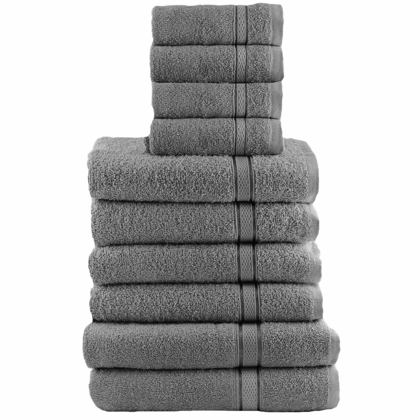 10 Piece Towel Luxury Soft Bale Set 100% Egyptian Cotton Face Hand Bath Bathroom Towels