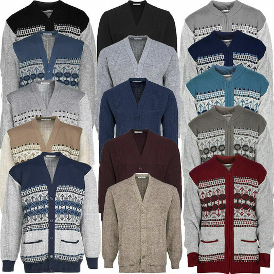 MENS CLASSIC CARDIGAN DESIGN ZIP THICK WARM SWEATER JUMPERS WINTER JUMPER